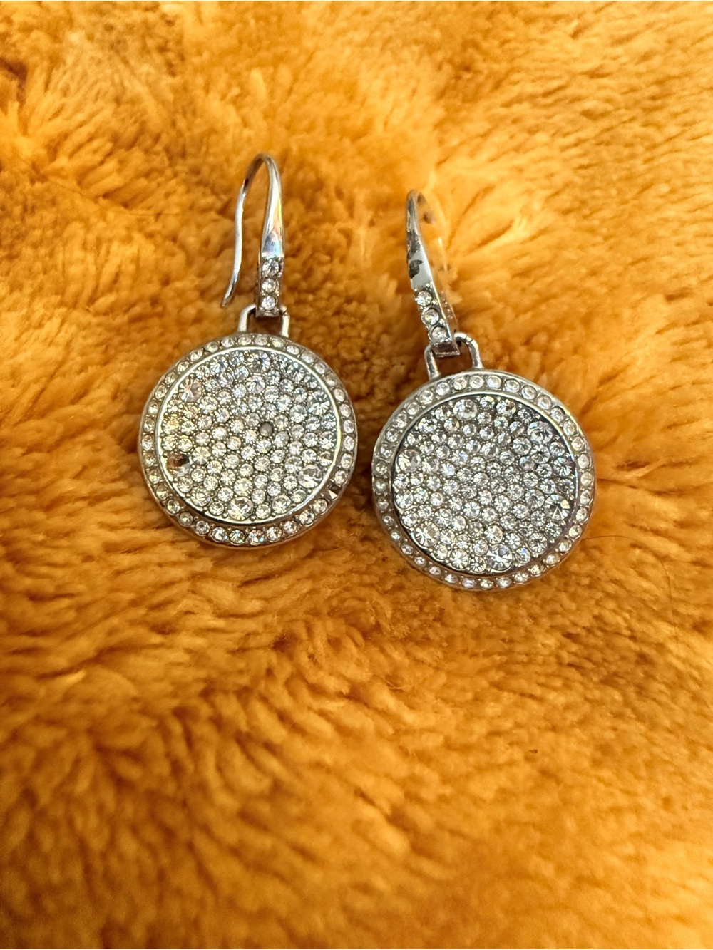 Michael Kors Silver Crystal Pavé Round Drop Earrings